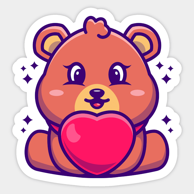 Cute baby bear cartoon with love Sticker by Wawadzgnstuff